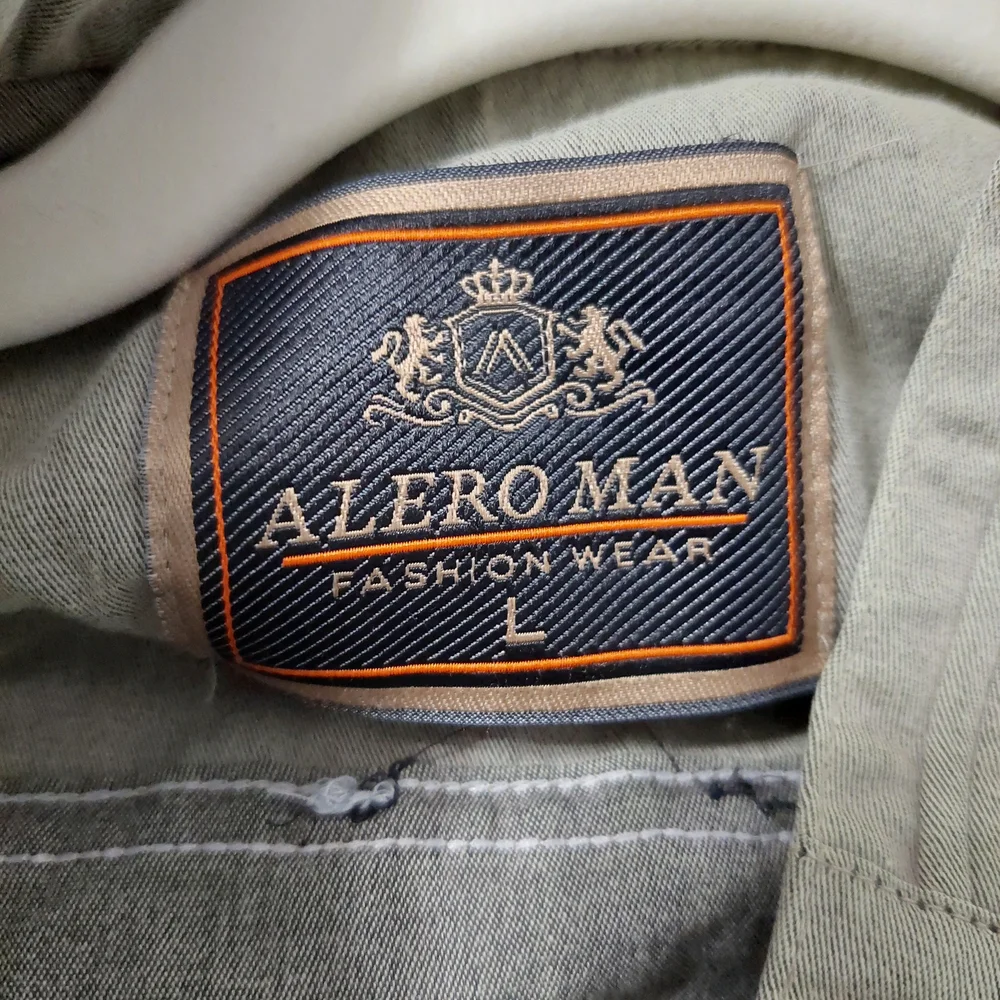 Olive Green Casual Band Collar Button-Down Shirt - Picture 4 of 4